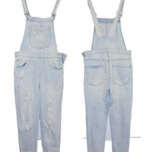 Forever21 Light Wash Overalls